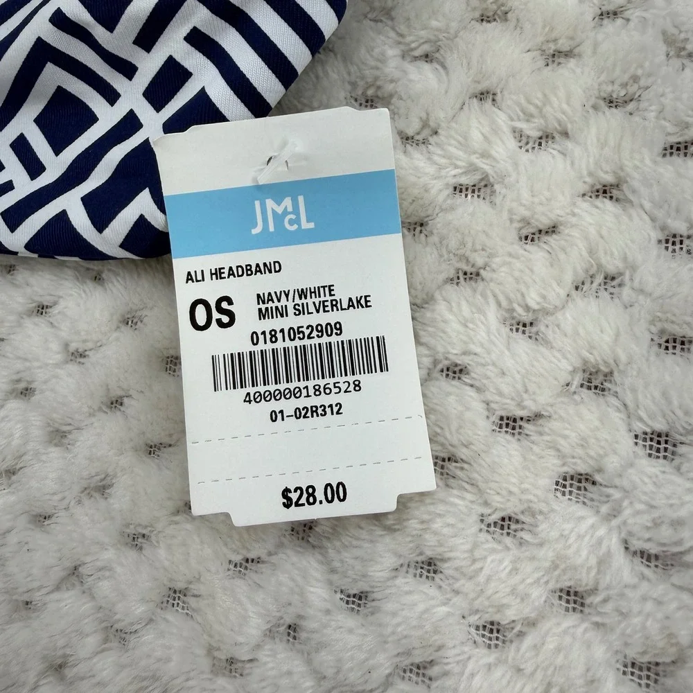 J.McLaughlin Ali Headband Women OS Navy White Mini Silverlake Geometric Twist
